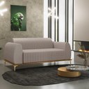 Ver imagem 2 de Sofá 2 Lugares para Sala de Estar Molino 150 Cm D02 Pés D'ouro Linho Bege C-107 - Lyam Decor