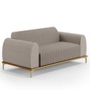 Ver imagem 1 de Sofá 2 Lugares para Sala de Estar Molino 150 Cm D02 Pés D'ouro Linho Bege C-107 - Lyam Decor