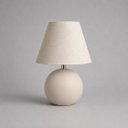 Ver imagem 1 de Abajour Bola C/ Cúpula Tecido Decorativo de Cerâmica para Sala e Mesa Off White