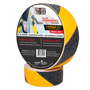 Fita Antiderrapante 50 Mm X 30 Metros - Listrada (amarela e Preta)