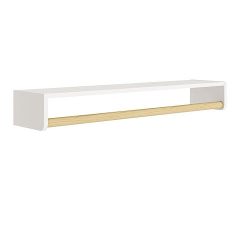 Prateleira Theo 93,6cm Branco Fosco/madeira Natural - Reller Móveis