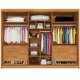 Guarda Roupa 6 Portas 2 Portas Ripadas Potente com Espelho 100% Mdf Peroba Off White - Móveis Europa - 3