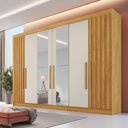 Ver imagem 1 de Guarda Roupa 6 Portas 2 Portas Ripadas Potente com Espelho 100% Mdf Peroba Off White - Móveis Europa