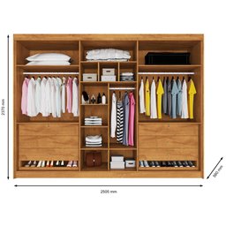 Guarda Roupa 6 Portas 2 Portas Ripadas Potente com Espelho 100% Mdf Peroba Off White - Móveis Europa - 4