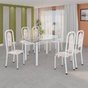 Ver imagem 1 de Conjunto de Mesa Tubular com 6 Cadeiras Lara Branco/Bege