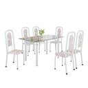 Ver imagem 2 de Conjunto de Mesa Tubular com 6 Cadeiras Lara Branco/Bege