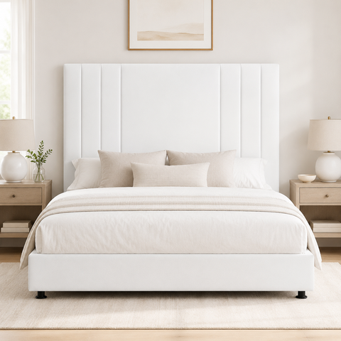 Cabeceira Suede 140 cm Casal Moderna Frame Estofada Cama Box:Branco