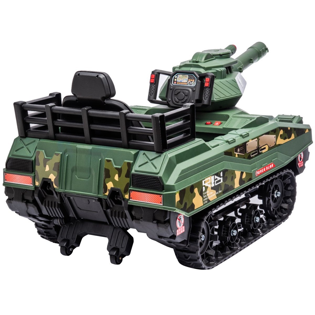 Carro Elétrico Infantil Tanque com Controle Criança até 30kg Lança Munições Luz Som Usb Bateria 12v - 2