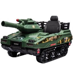 Carro Elétrico Infantil Tanque com Controle Criança até 30kg Lança Munições Luz Som Usb Bateria 12v - 1