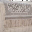 Ver imagem 3 de Kit 5 Peças Peseira Casal Padrão e Queen com Almofadas Cheias Dupla Face Grécia Jacquard Cor Caqui