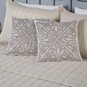 Ver imagem 4 de Kit 5 Peças Peseira Casal Padrão e Queen com Almofadas Cheias Dupla Face Grécia Jacquard Cor Caqui