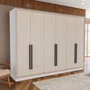 Ver imagem 1 de Guarda-roupa Casal Valência 6 Portas 4 Gavetas Branco/creme - Politorno
