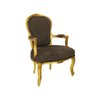 Poltrona Cadeira Luiz Xv Tecido Nobre Marrom Madeira Dourada Alta Decoração - 1
