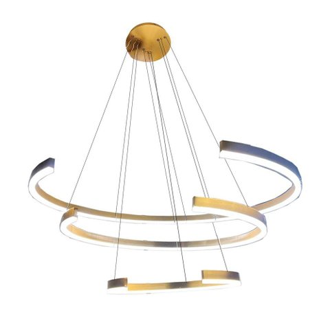 Lustre Luminaria Led 3 Aneis Arco Pendente Luxo Perfil 94w Sala de Estar Quarto Recepçao
