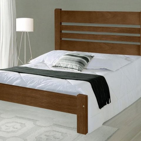 Cama de Casal Moscou de Madeira Maciça Angelim Imbuia