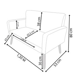 Kit Namoradeira Decorativa + 2 Poltronas Para Sala Reforçadas + 2 Puff Redondo Suede Cinza - 5