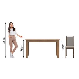 Conjunto Sala de Jantar Rosa Madesa Mesa com 4 Cadeiras - Rustic/crema/sintético Bege - 6