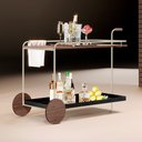 Ver imagem 1 de Carrinho Bar Agnes com Rodízios e Prateleiras Castanho Estrutura Metálica Champagne