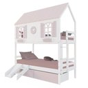 Ver imagem 2 de Beliche Casinha Bela 2 Gavetas Rosa Kit Escada Branco-rosa Housin