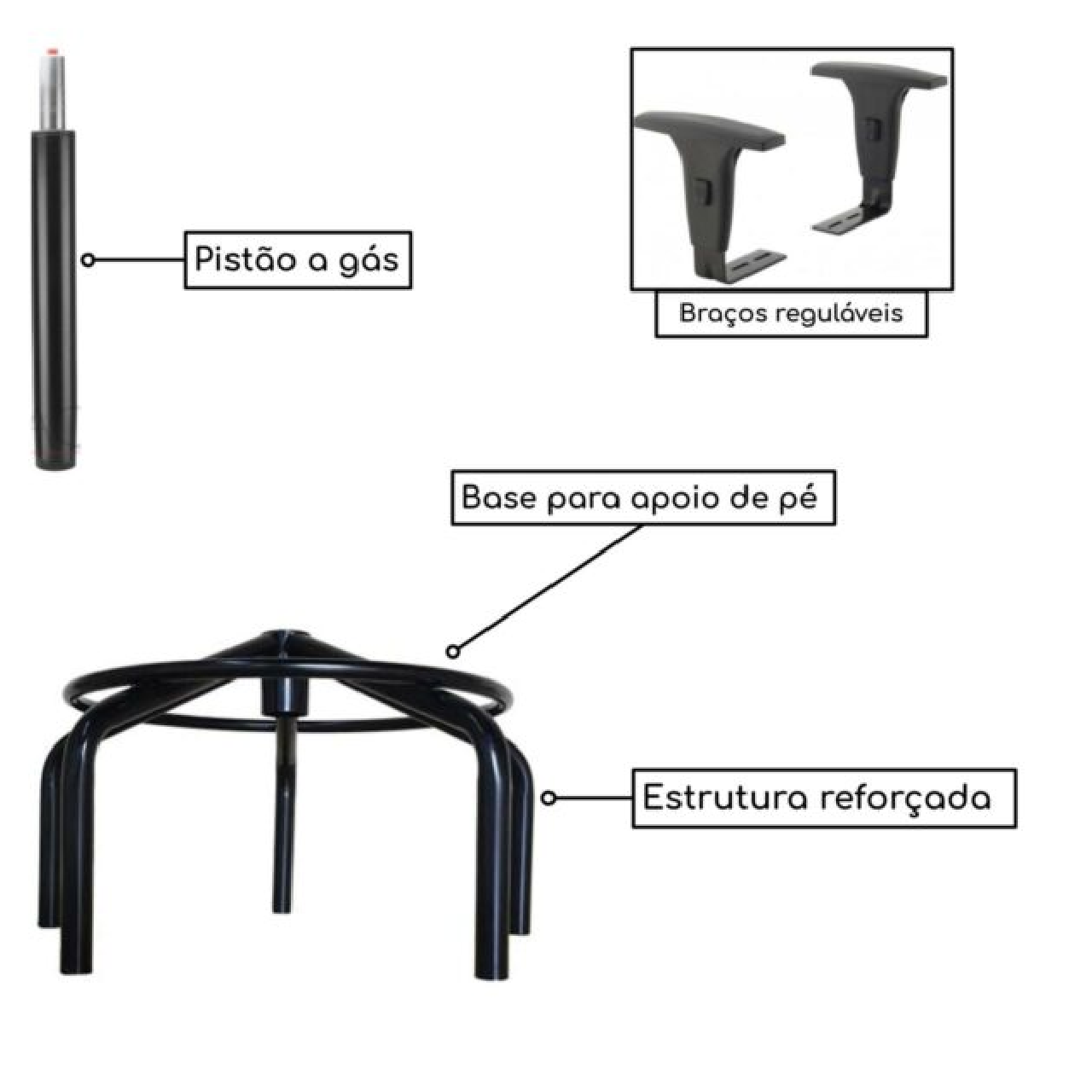Cadeira Caixa EXECUTIVA LISA com Braços Reguláveis – (Aranha MARTIFLEX) – Cor Preta - 4