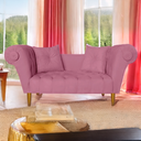 Ver imagem 2 de Namoradeira Recamier Sofá Decorativo 02 Lugares Dubai Suede Rosa Barbie - Incasa Decor