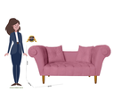 Ver imagem 4 de Namoradeira Recamier Sofá Decorativo 02 Lugares Dubai Suede Rosa Barbie - Incasa Decor