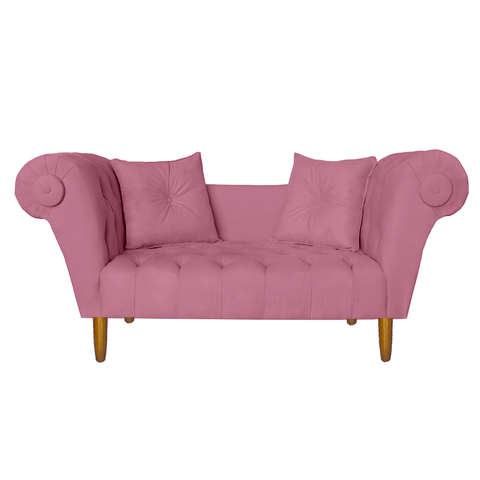 Namoradeira Recamier Sofá Decorativo 02 Lugares Dubai Suede Rosa Barbie - Incasa Decor