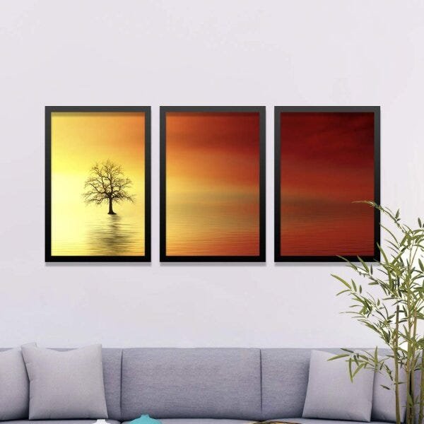 Conjunto Kit 3 Quadros Decorativos Isolada Ao Pôr do Sola Los Quadros - 2