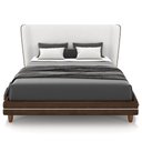 Ver imagem 2 de Cabeceira Casal Nilo 140cm com Cama Pés Madeira Suném P05 Couríssimo Marrom Bouclê Cru - Lyam