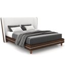 Ver imagem 1 de Cabeceira Casal Nilo 140cm com Cama Pés Madeira Suném P05 Couríssimo Marrom Bouclê Cru - Lyam