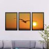 Conjunto Kit 3 Quadros Decorativos Gaivota Ao Pôr do Sol Los Quadros - 2