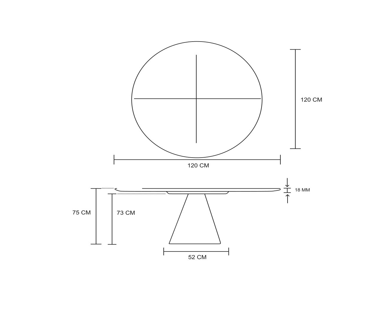 Mesa de Jantar Cone 120cm Base Madeira Laminada - Tampo Laminado ...