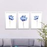 Conjunto Kit 3 Quadros Decorativos Arte Flores Azuis Los Quadros - 2