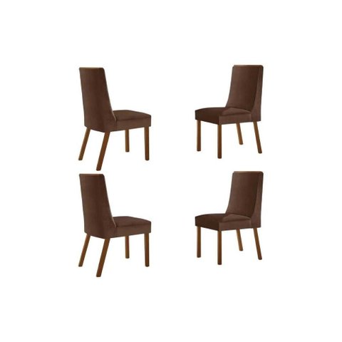 Cadeira Sala de Jantar Dakota Kit 4 Un Naturalle/suede Marrom - Rufato