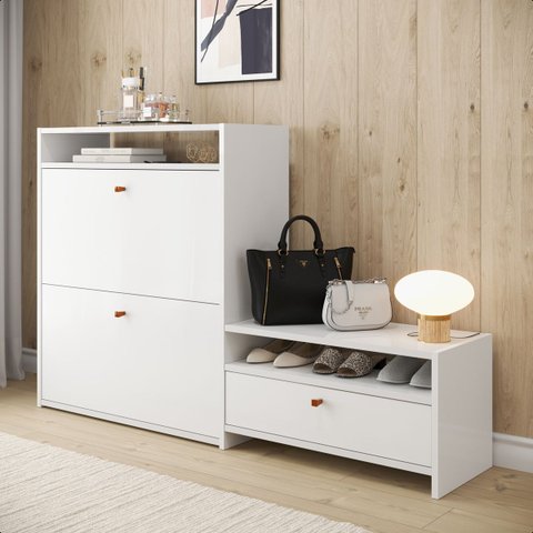 Sapateira Organizador Calçados Hall de Entrada Sala Quarto Slim 18 Pares:Branco