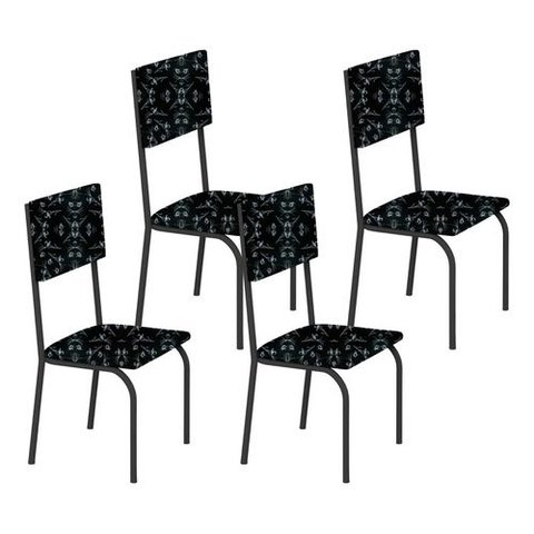 Kit 4 Cadeiras Ana Corino Preto Lirio Tubo Preto Fosco
