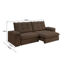 Sofá Fofão Premium 2,50m Retrátil/reclinável Suede Marrom - Xflex Sofas - 2 Sofá Fofão Premium 2,50m Retrátil/reclinável Suede Marrom - Xflex Sofas - 2