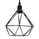 Ver imagem 2 de Kit 2 Pendente Aramado Poptem Diamante Pequeno Preto Luminária Metal Lustre 19cm Sala