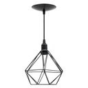 Ver imagem 1 de Kit 2 Pendente Aramado Poptem Diamante Pequeno Preto Luminária Metal Lustre 19cm Sala