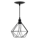 Ver imagem 5 de Kit 2 Pendente Aramado Poptem Diamante Pequeno Preto Luminária Metal Lustre 19cm Sala