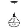 Kit 2 Pendente Aramado Poptem Diamante Pequeno Preto Luminária Metal Lustre 19cm Sala - 5