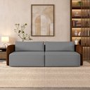 Ver imagem 1 de Sofá Living Sala de Estar Abel 240cm Bipartido Pés de Madeira Pu/veludo Marrom/cinza G33 - Gran Belo