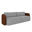 Ver imagem 5 de Sofá Living Sala de Estar Abel 240cm Bipartido Pés de Madeira Pu/veludo Marrom/cinza G33 - Gran Belo