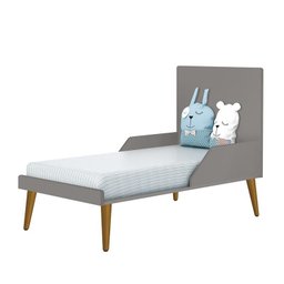 Dormitório Infantil Theo Retrô 3 Portas, Cômoda e Berço Cinza com Pés Amadeirado - Reller Móveis - 6