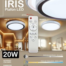 Plafon Led Redondo Sobrepor Íris 20w com Controle Remoto Bivolt Branco - 2