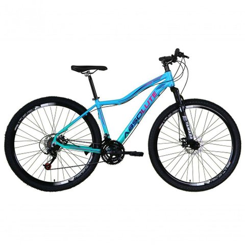 Bicicleta Aro 29 Absolute Hera Feminina Alumínio 21v Freio a Disco Garfo Suspensão Azul-verde 17