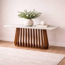 Ver imagem 3 de Mesa para Sala de Jantar 210cm Tampo de Vidro Pitanga Natuame Madeira Off White