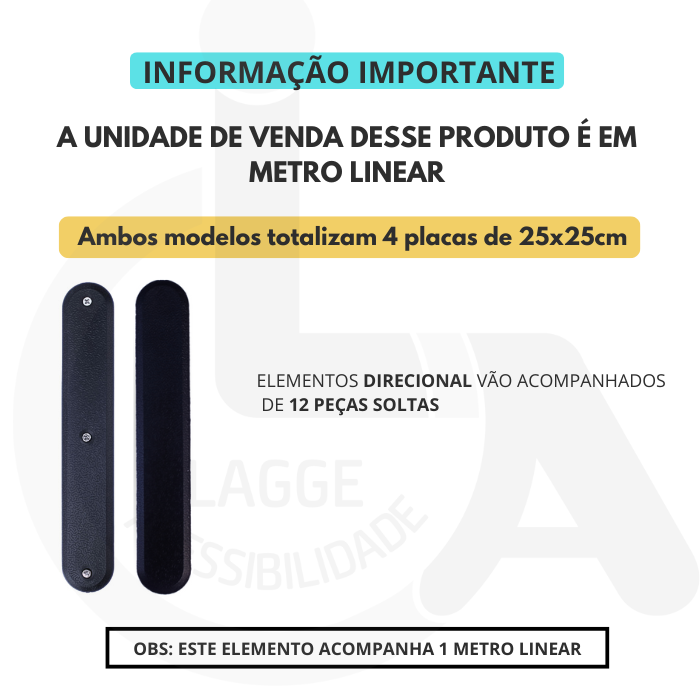 Elemento Tátil Direcional Pvc Parafusado Amarelo - 5