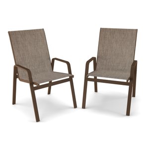 Kit 2 Cadeira Riviera Piscina Praia Alumínio Marrom Tela Mocca