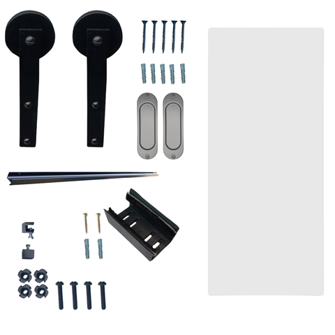 Kit Porta de Correr Fundo Primer 0,80x210 + Trilho Preto